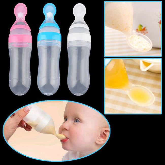Baby Silicone Squeeze Spoon Feeding Bottle - 90ml