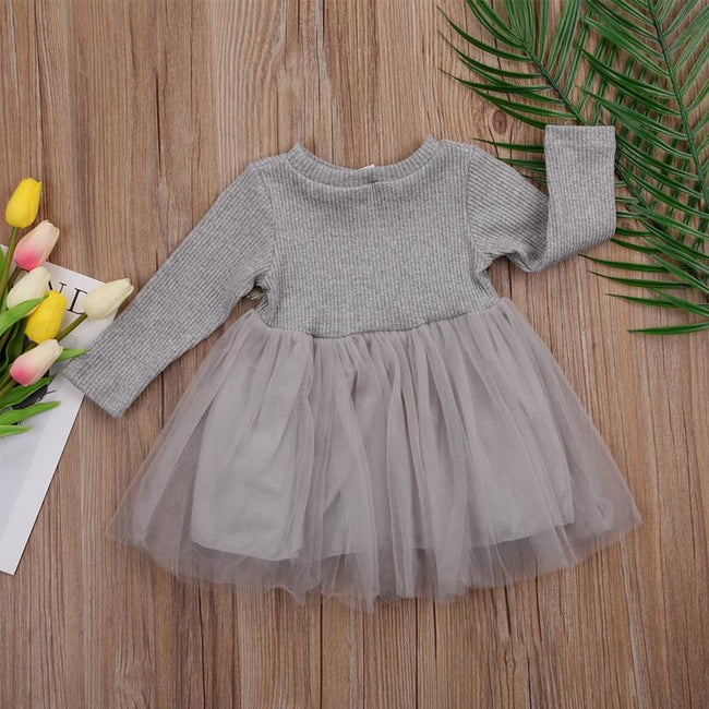 Girls Baby / Toddler Long Sleeve Tulle Dress (Age 9m-3yrs)