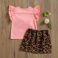 Girls Pink Sequin Top & Leopard Skirt Set (Age 12M-5YRS)