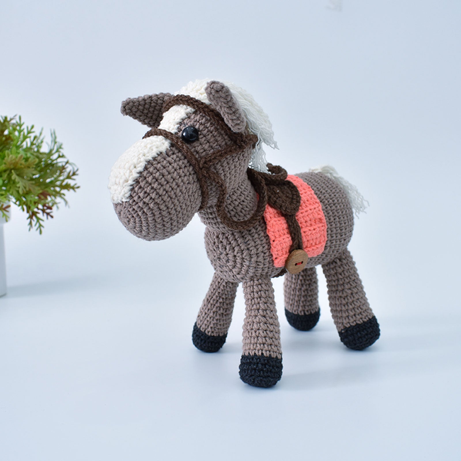 Horse & Saddle Crochet Animal Handmade Amigurumi Stuffed Toy Doll High