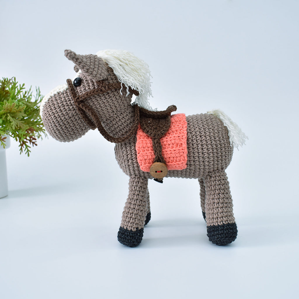 Horse & Saddle Crochet Animal Handmade Amigurumi Stuffed Toy Doll High