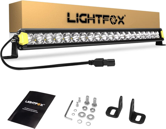 LIGHTFOX 12 Inch LED Light Bar with DT Connector- Dual Row Off Road Light  Bar, Professional IP68 Waterproof 72W Combo Driving Light, Stylish Two-Tone
