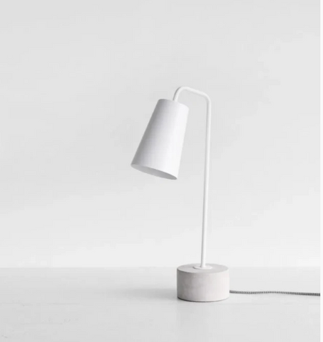 Concrete Base White Side Table Lamp