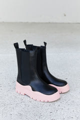 Weeboo Two-Tone Faux Leather Booties in Pink