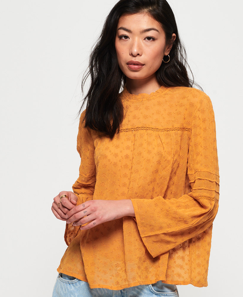 yellow broderie top