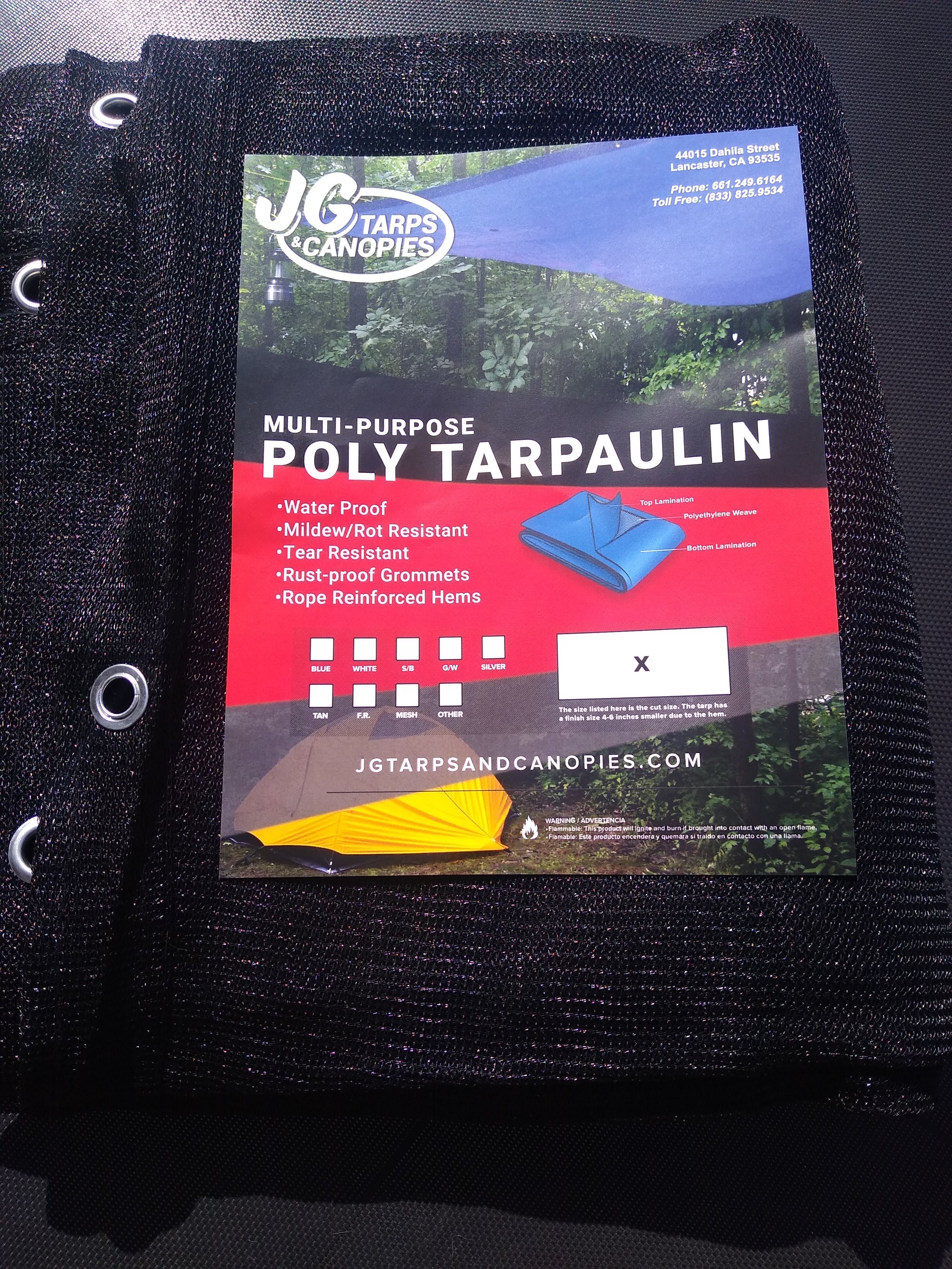 7X20 Black Mesh Tarp