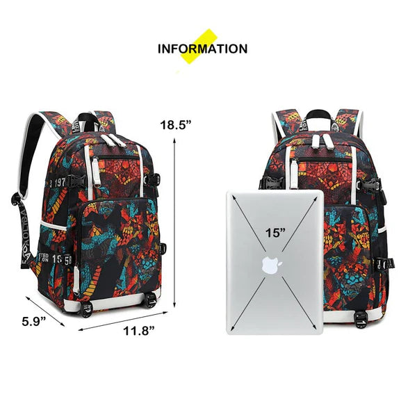 Basketball Lakers 24 Kobe Bryant Backpack Mamba Travel Backpack School Bag  with USB Charging Port