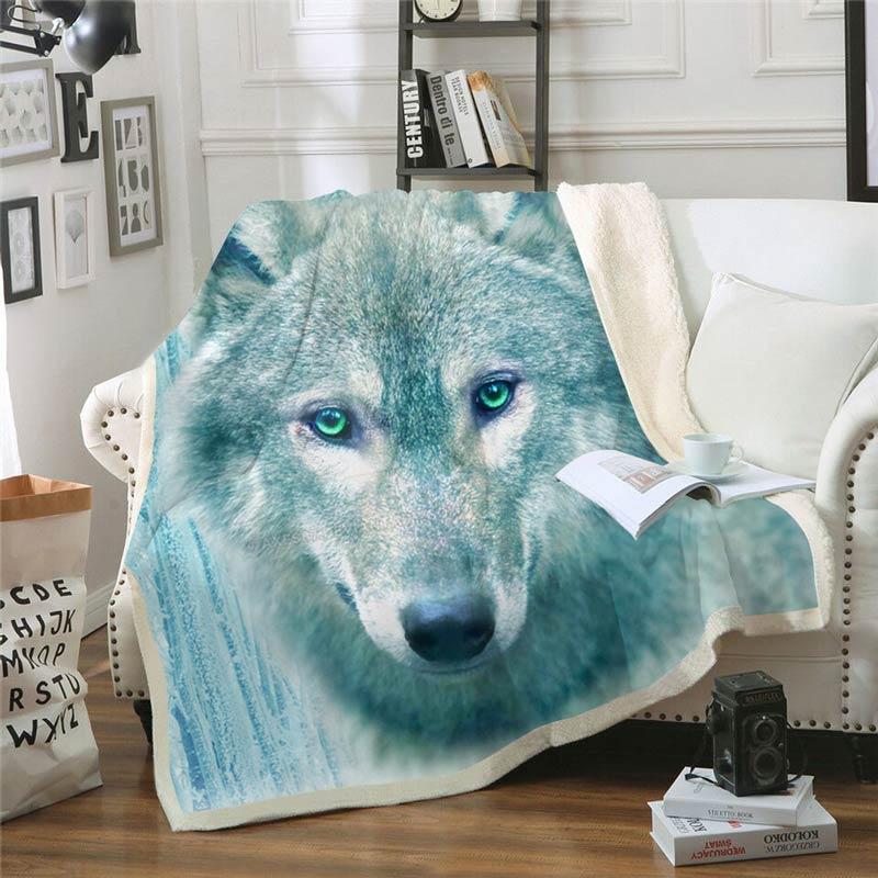 Wolf Throw Blanket Animal Wolf Fleece Blanket for Adult Kids Homeywow