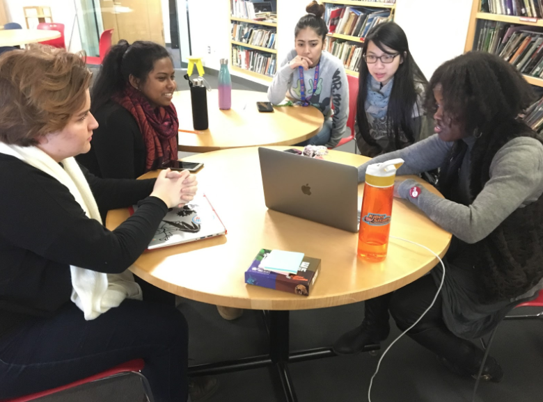 Our Explainers working with Mandë during our Residency at NYSCI