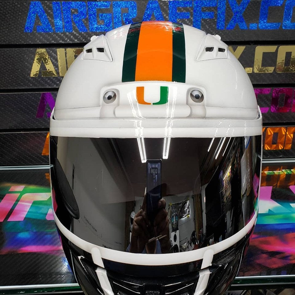 Miami Hurricanes Original Custom Painted Motorcycle Helmet - www