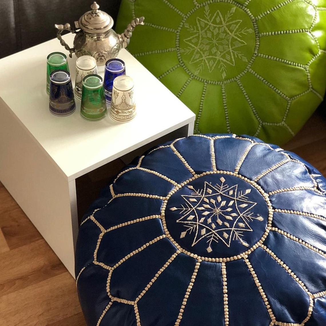 Pouf marocain bleu