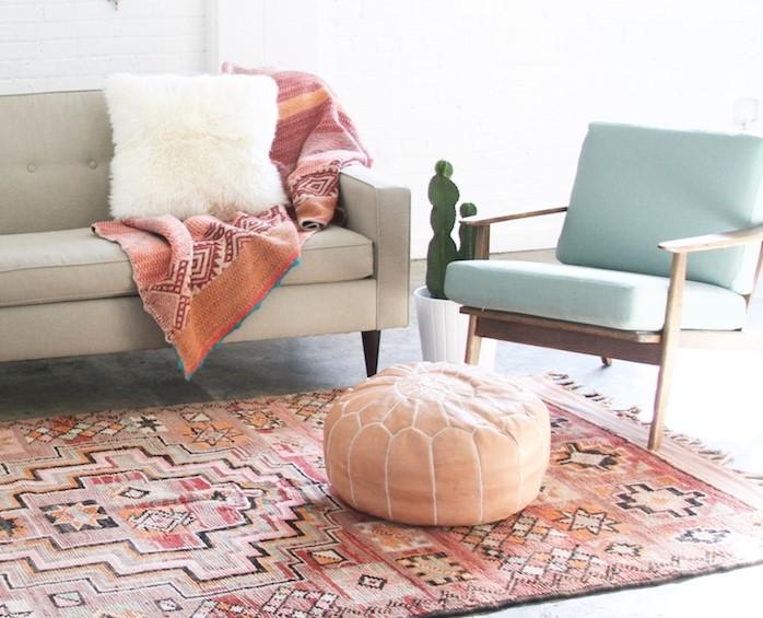 Pouf marocain beige