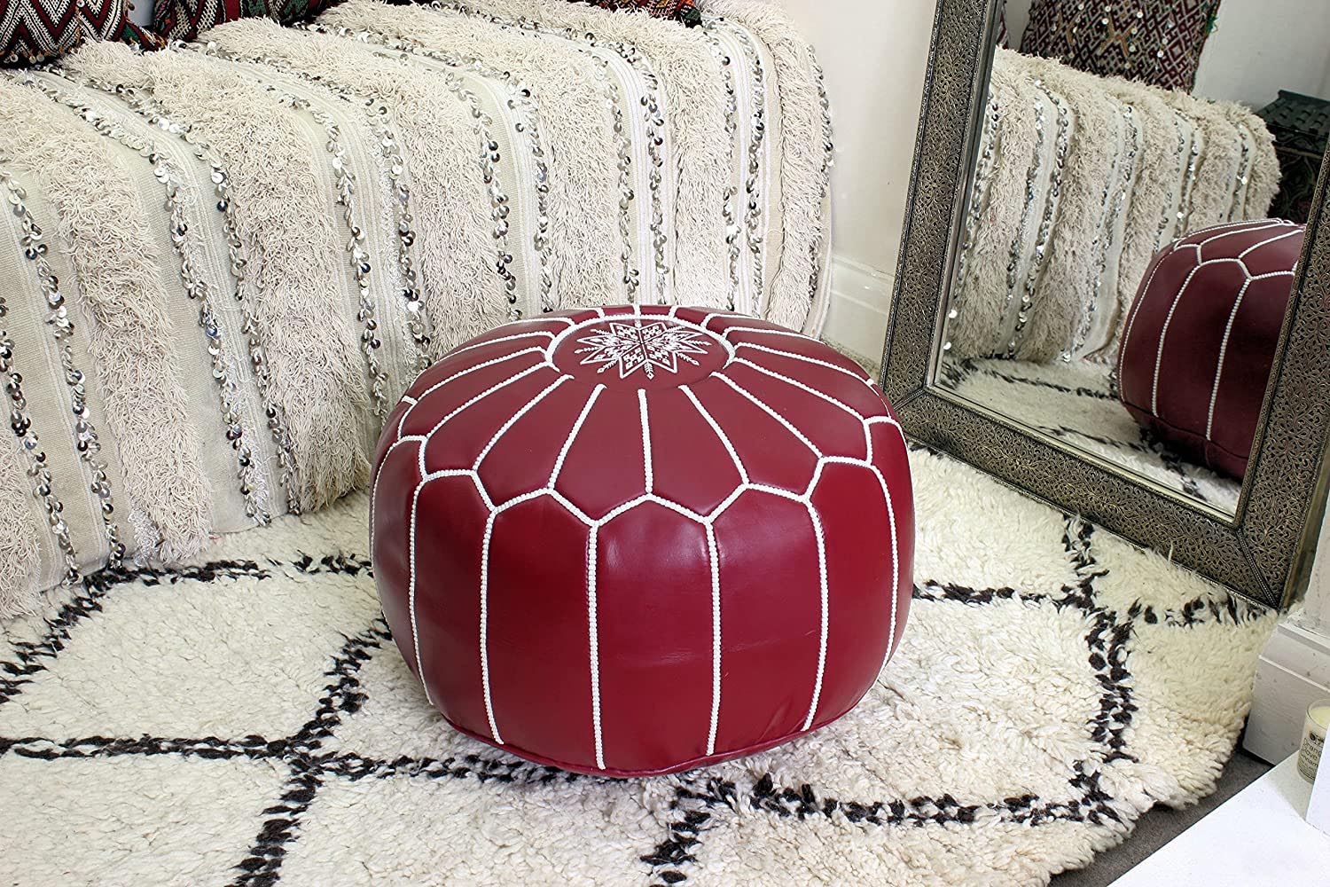 pouf marocain bordeaux