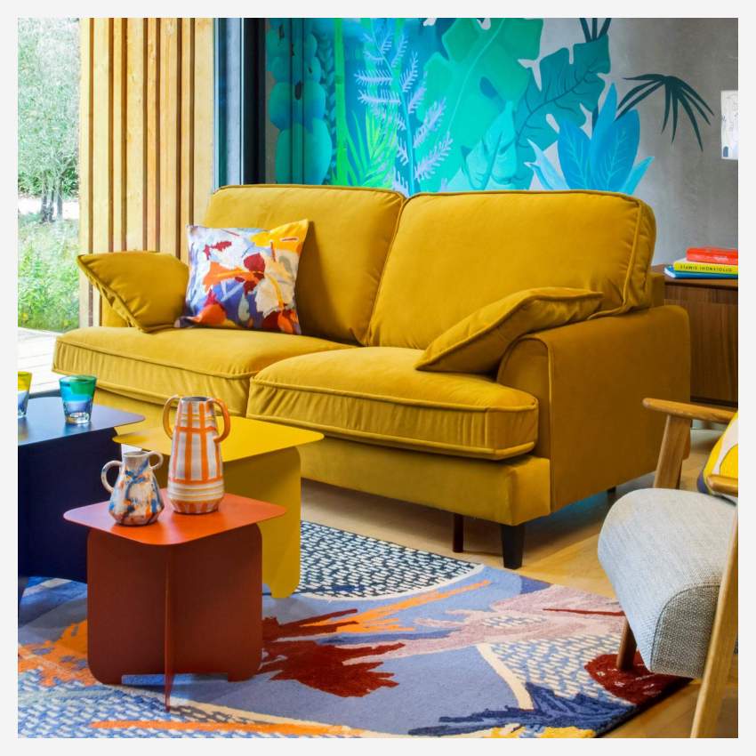 tapis coloré pour canapé jaune