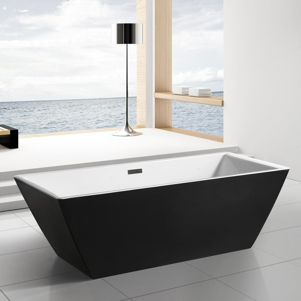 Akdy 70 Black Freestanding Soaking Bathtub Abtf273