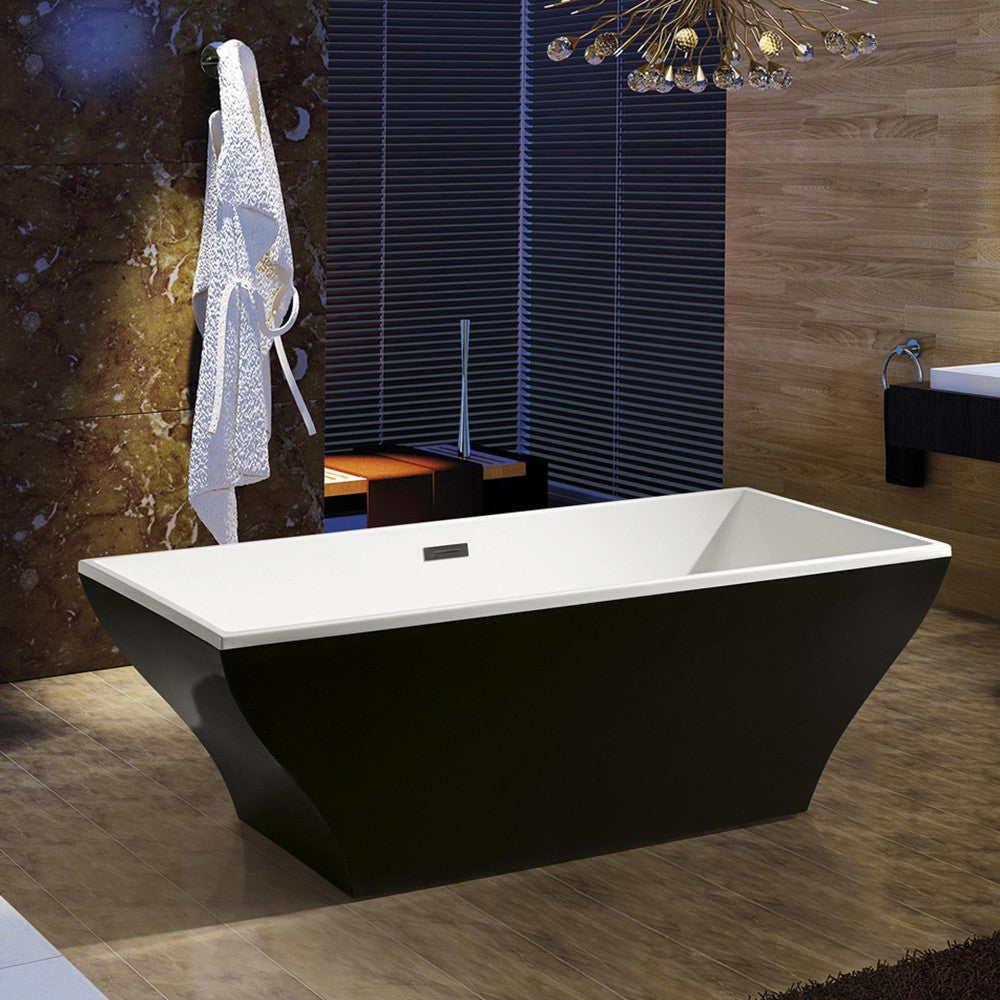 Akdy 67 Black Freestanding Soaking Bathtub Az F296b