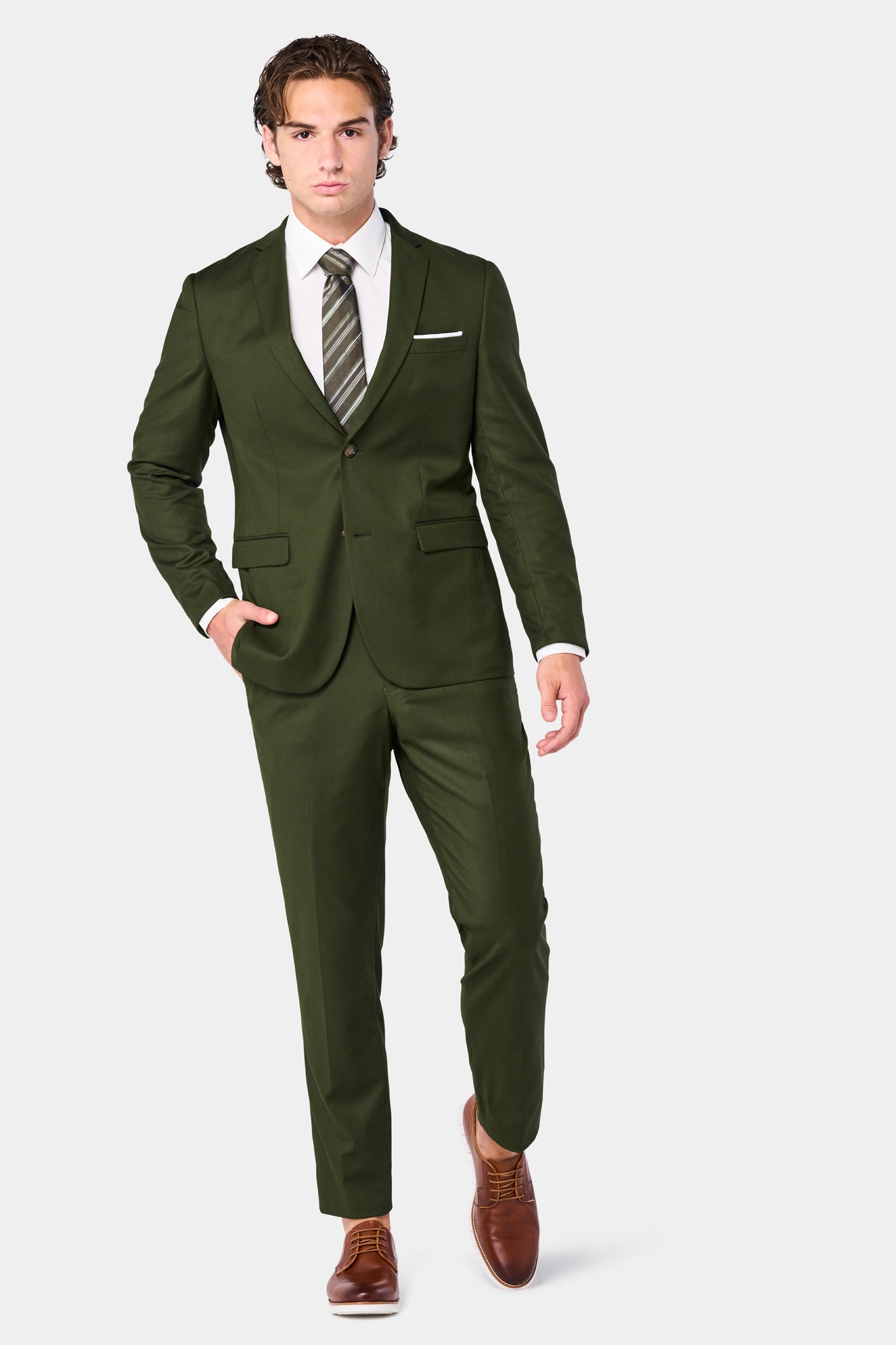 Men Three Piece Polyester Green Suit at best price in Ludhiana | ID:  2851560438088