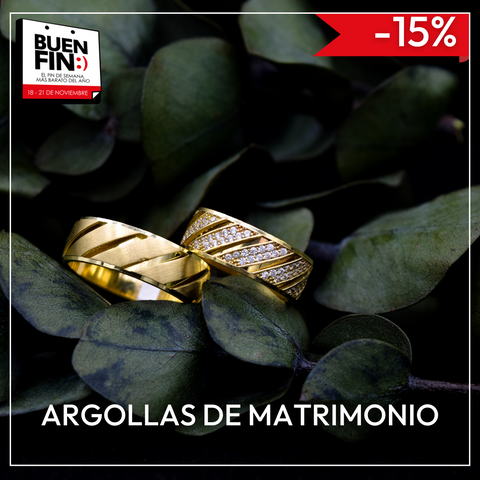 Buen fin, 15% de descuento en Argollas de Matrimonio de Joyería Fidanzza.