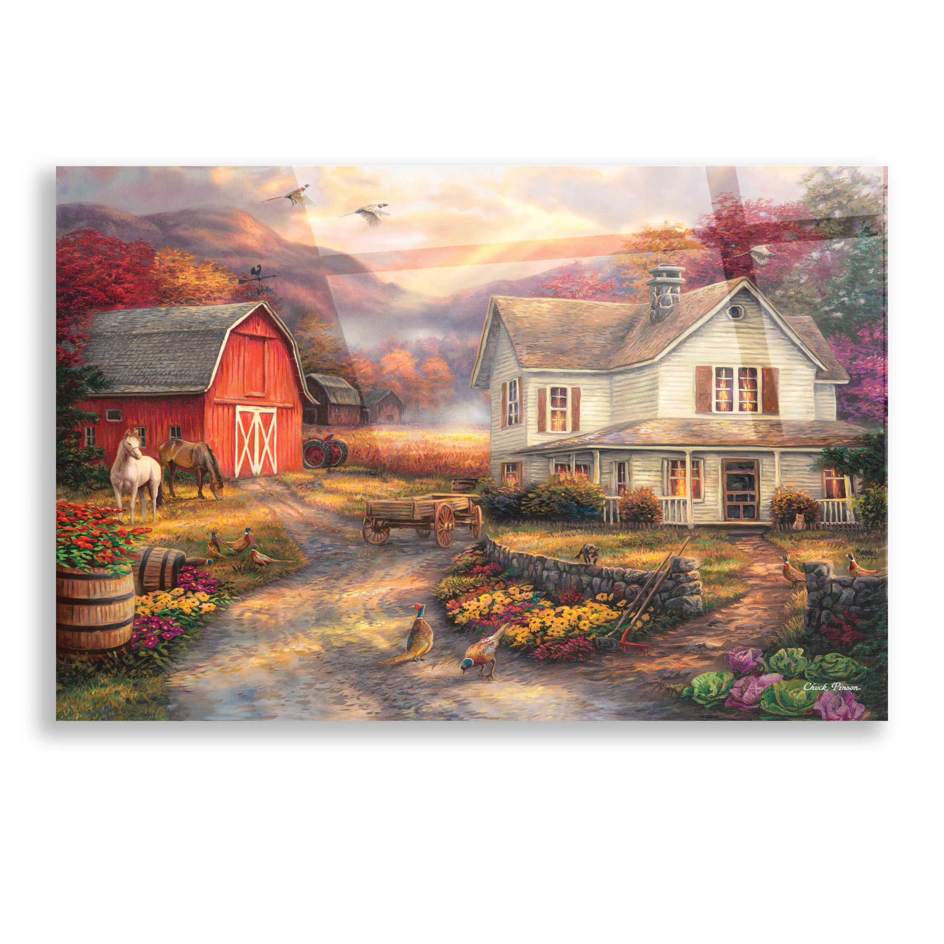 Epic Art 'Relaxing on the Farm' by Chuck Pinson, Acrylic Glass Wall Art