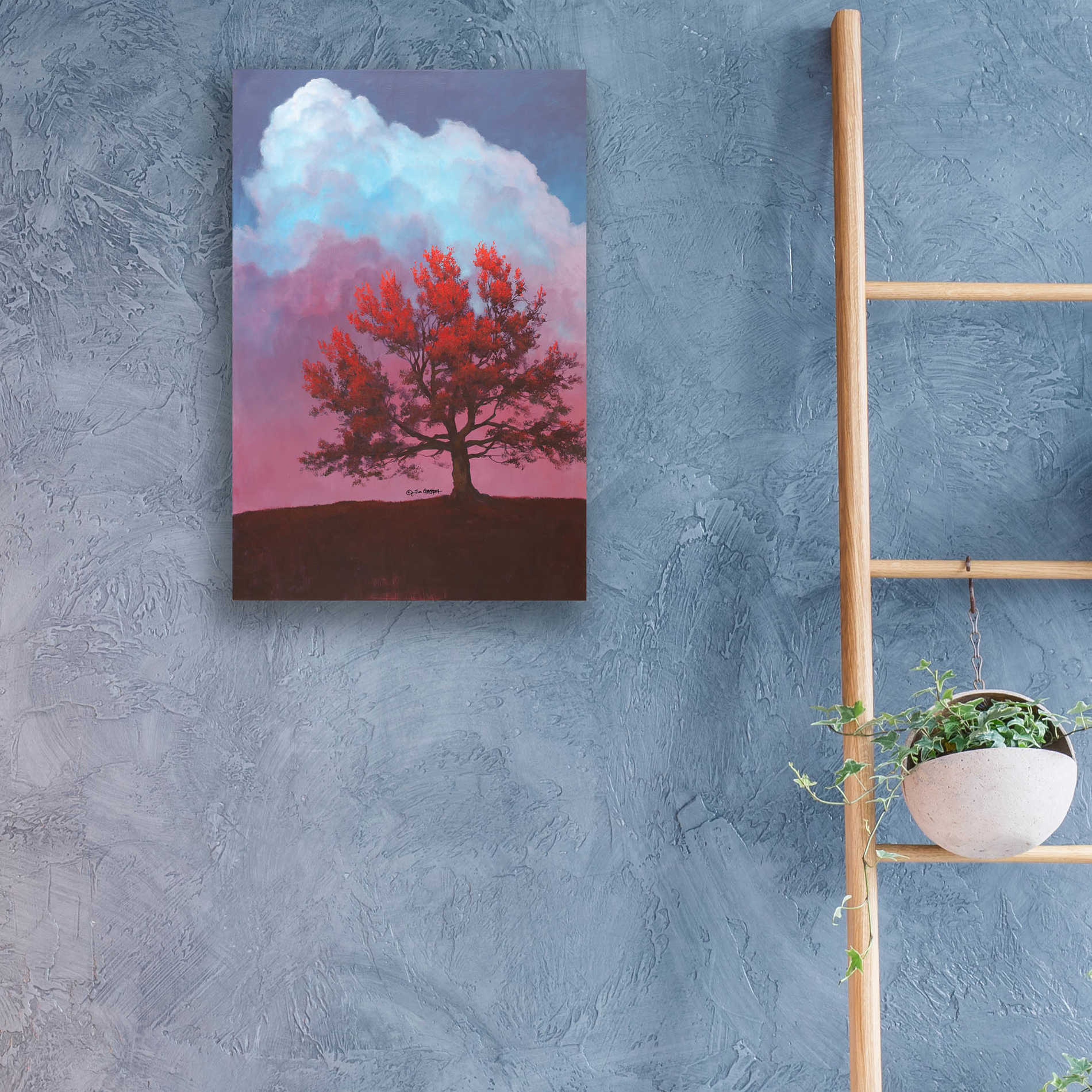 Art 'Red Tree' by Tim Gagnon, Glass Wall – EpicArt.com