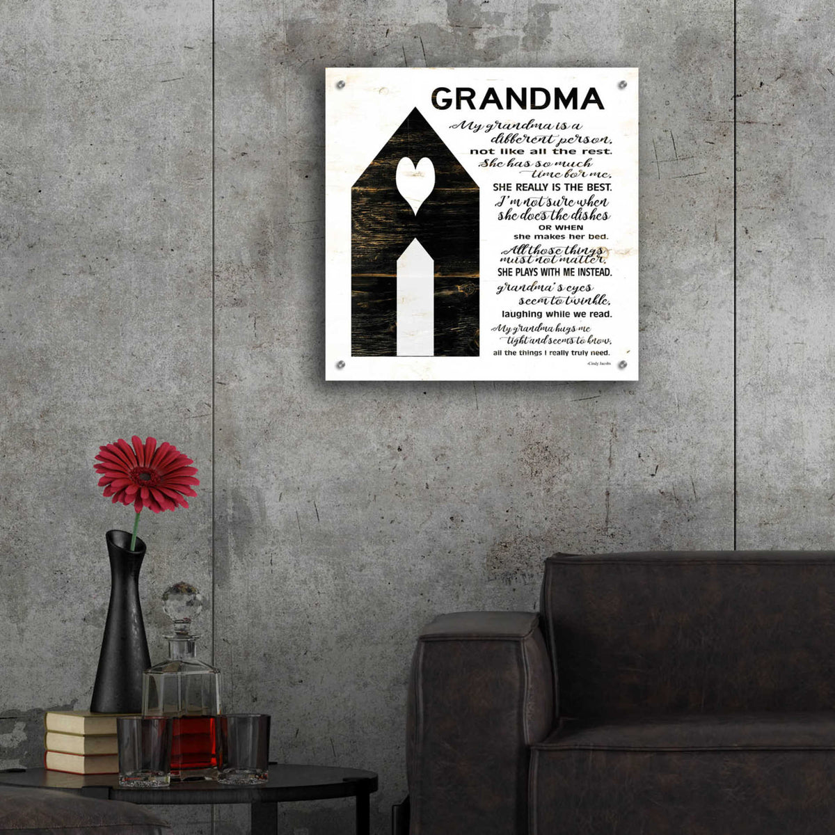 Epic Art &#39;My Grandma is the Best&#39; by Cindy Jacobs, Acrylic Glass Wall Art,24x24