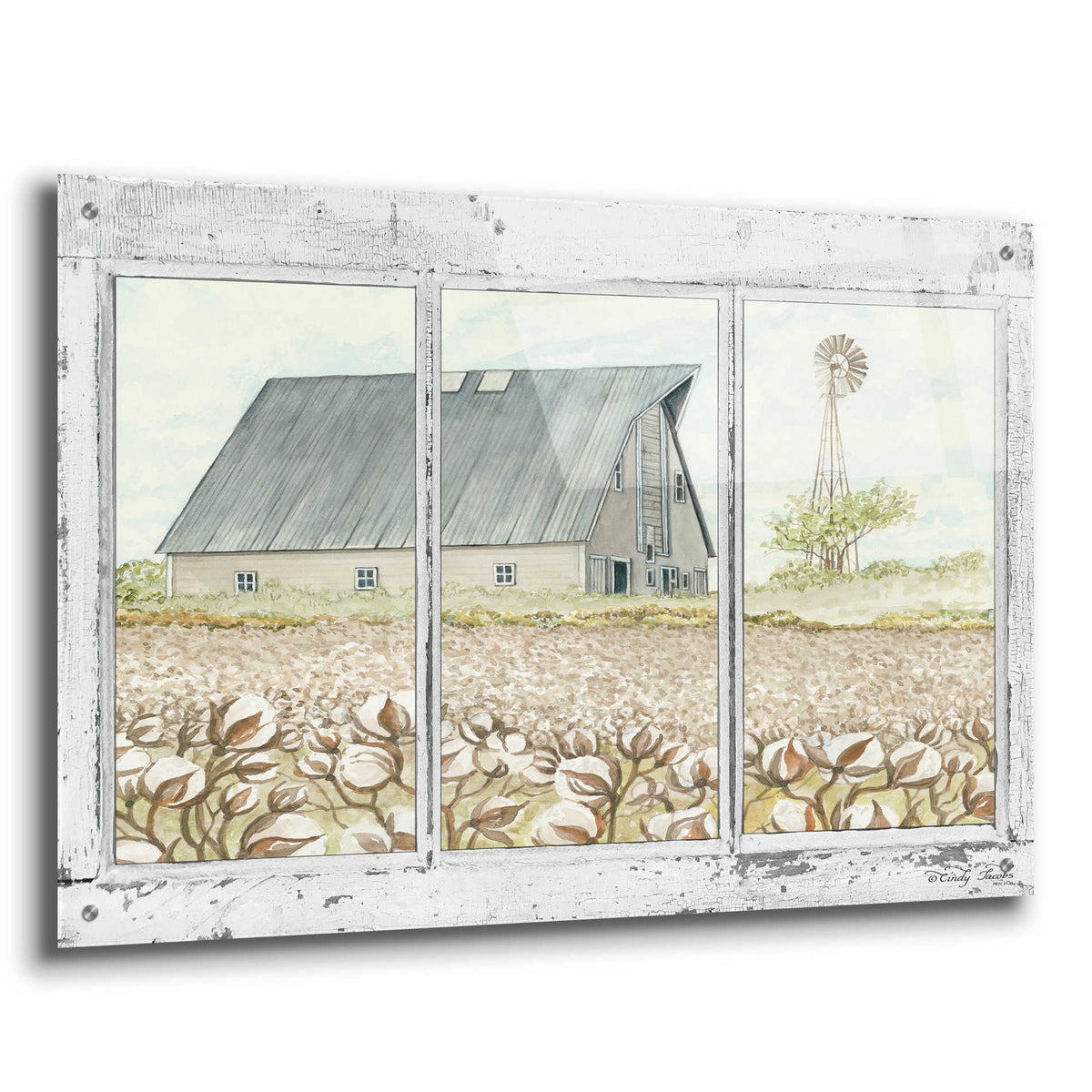 Epic Art &#39;Farmland View&#39; by Cindy Jacobs, Acrylic Glass Wall Art,36x24