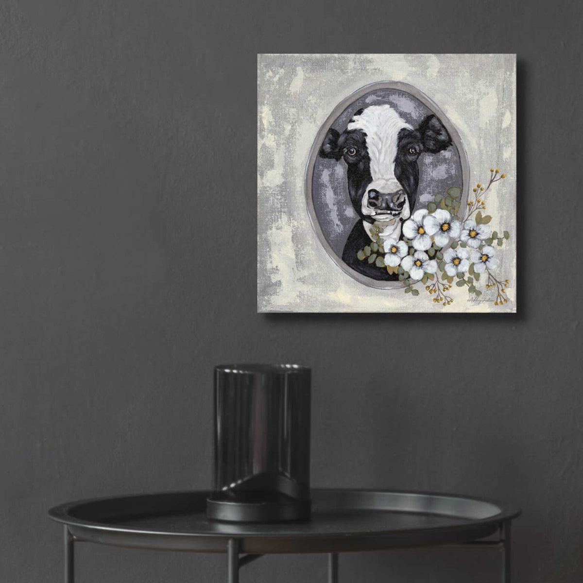 Epic Art &#39;Framed Cow&#39; by Ashley Justice, Acrylic Glass Wall Art,12x12