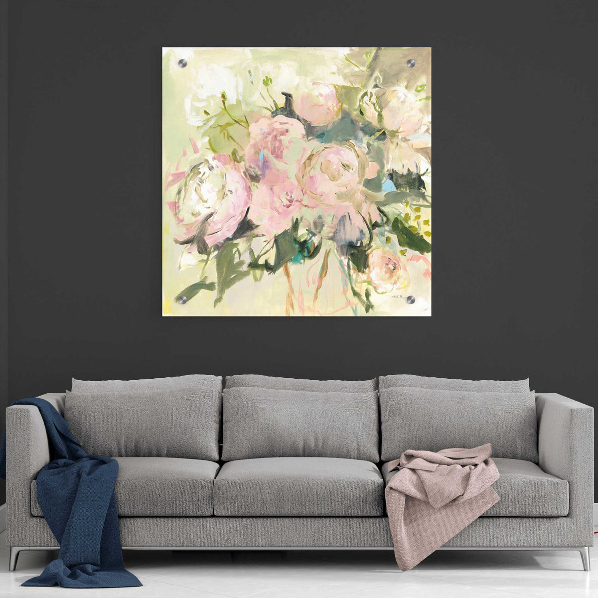 Epic Art 'Pale Pink Peonies with Sage' by Marilyn Hageman, Acrylic ...