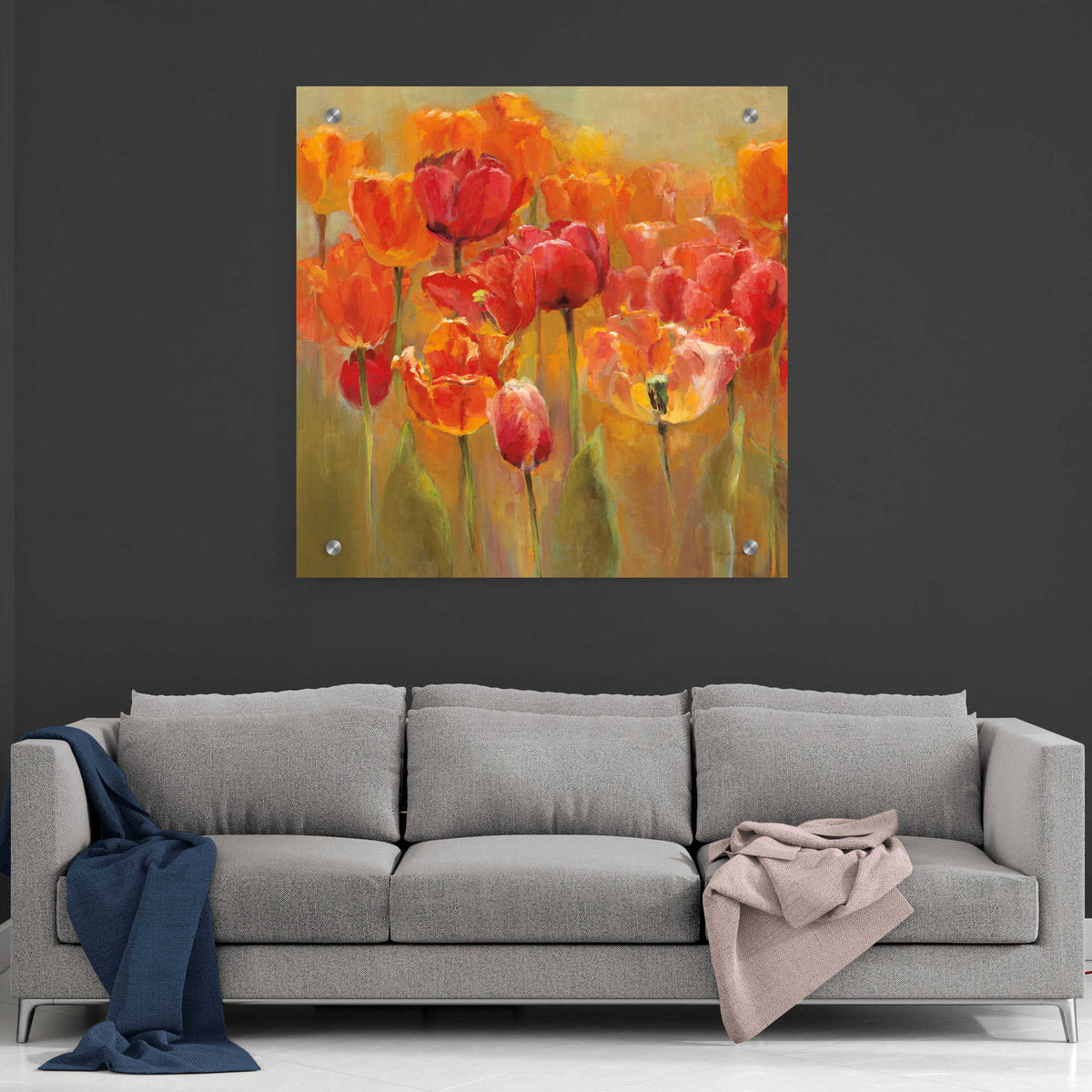 Epic Art 'Tulips in the Midst III Square' by Marilyn Hageman, Acrylic ...