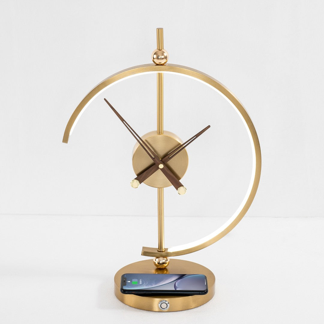 Chrono Luna | Clock Table with Wireless Charger – Luminous Terrace
