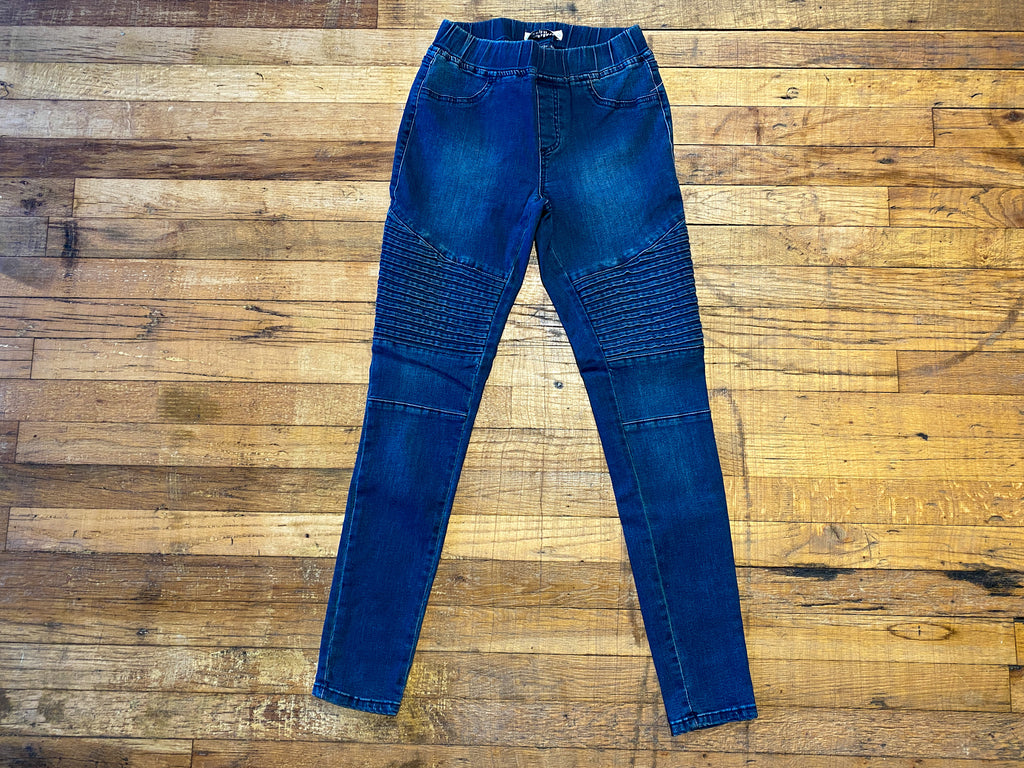 denim moto jeggings