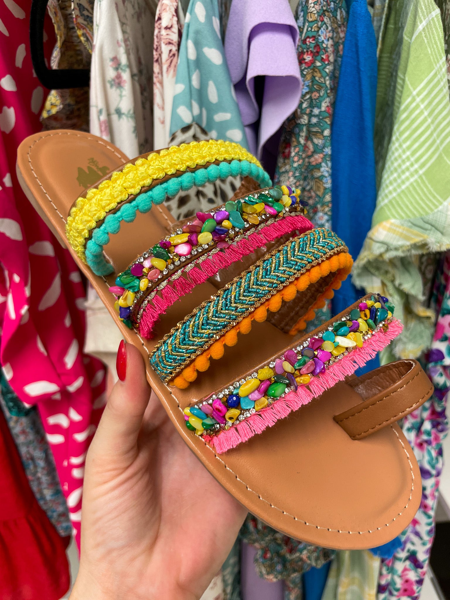 Boho Camel Sandals in Lively Belles and Whistles