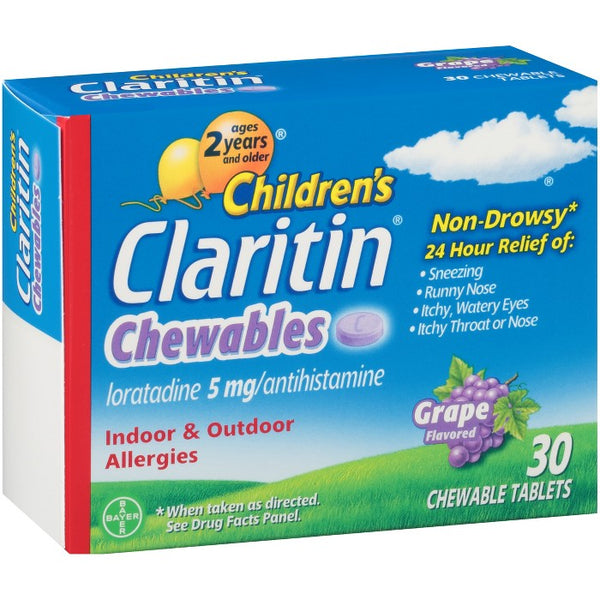Children's Claritin 24 Hour Allergy Relief Chewable Tablets - Grape - Loratadine - 30ct