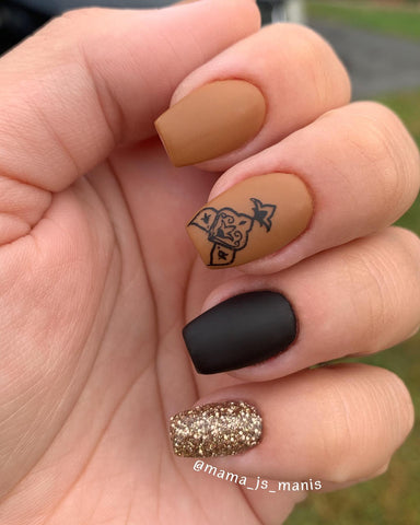 Nude Camel Matte Manicure with Glitter | Revel Nail Dip Powder