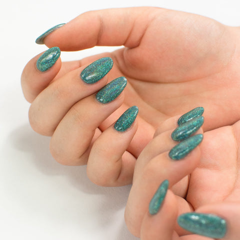 Manicure photo of HC2 Stare holo chrome dip powder | Revel Nail