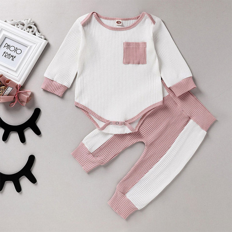Baby Stitching Color Ribbed Set – MiniOlie