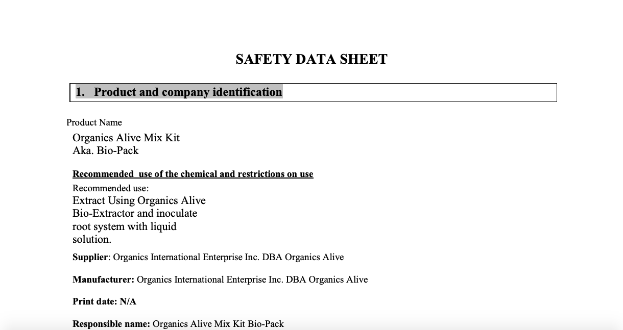 Material Safety Data Sheet: Mix Kit 