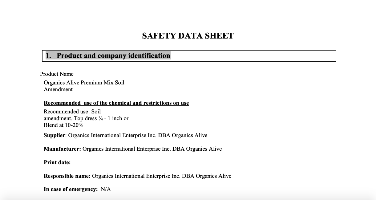 Material Safety Data Sheet: Premium Mix