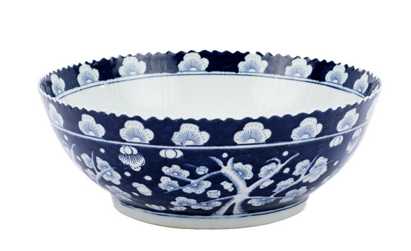 Stunning blue and white porcelain pet bowl (Large)