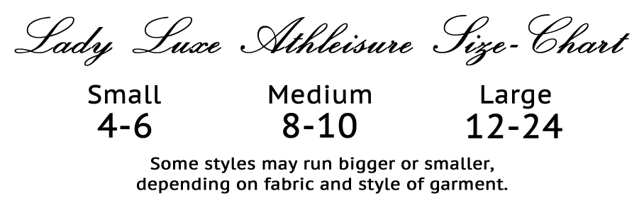 Lady Luxe Athleisure Size Chart