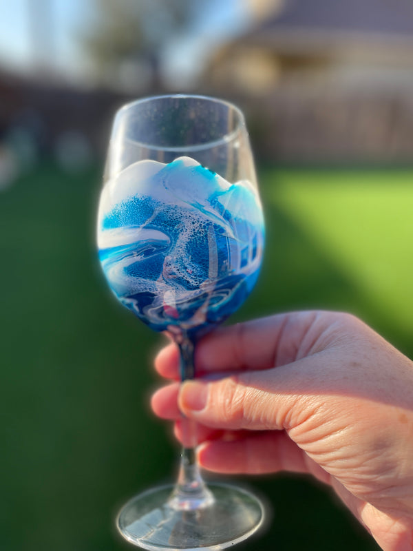 Cape Shore Salty & Happy Blue Stemless Wine Glass - Beach House Gift  Boutique