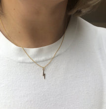 Load image into Gallery viewer, 14k Gold filled trace chain necklace with gold filled lightning bolt charm / pendant

