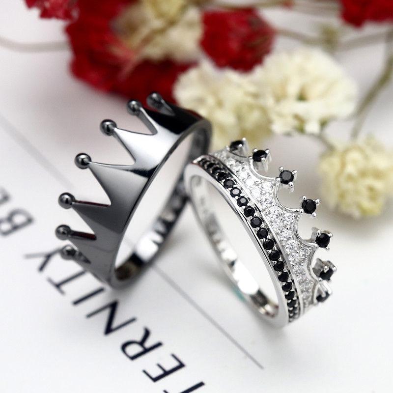 King And Queen Crown Couples Ring Set Dudeboo