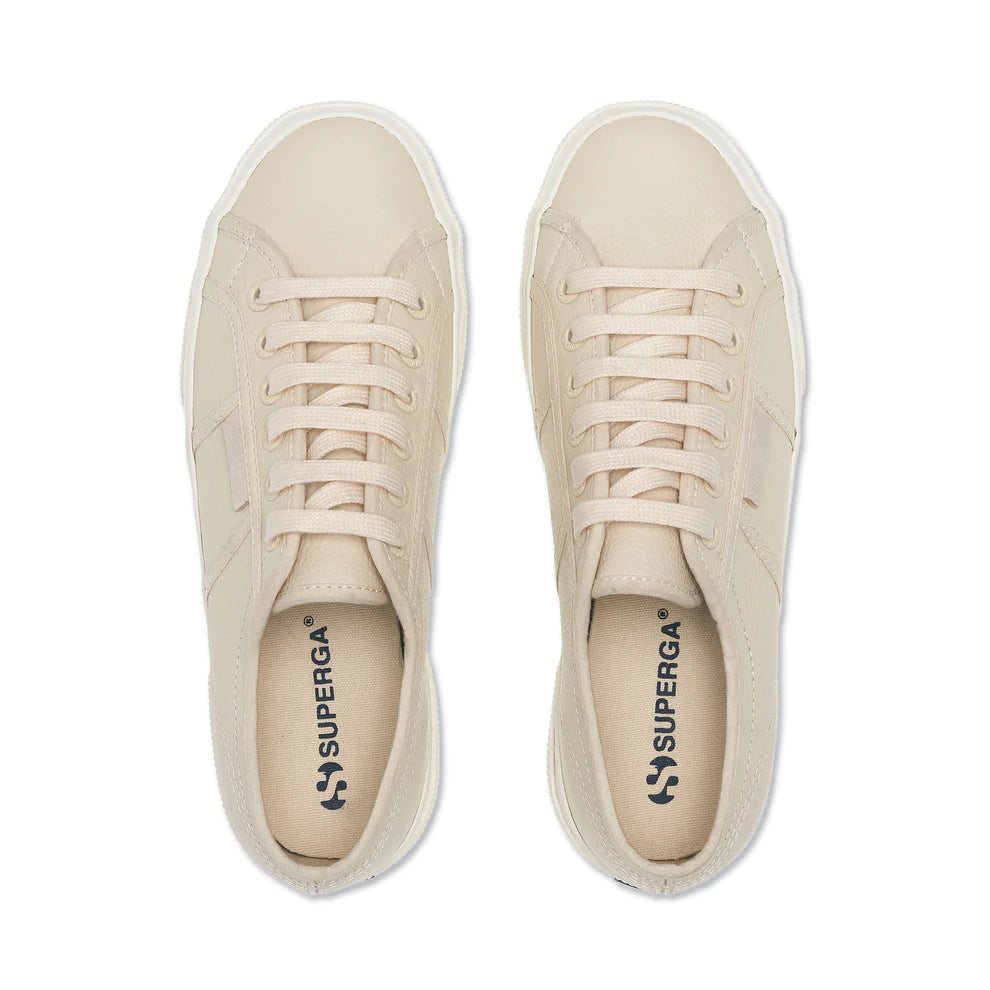 SUPERGA 2740 Platform Tumbled Leather - Beige Lt Eggshell Favorio ...