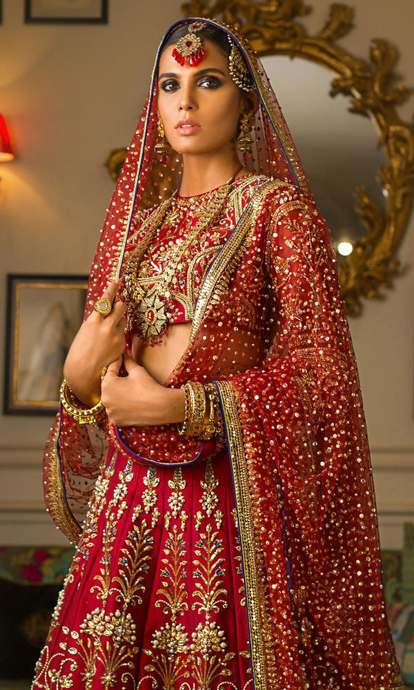 Buy Exclusive Designer Bollywood Trends Deep Red Color Wedding Lehenga Choli 25002