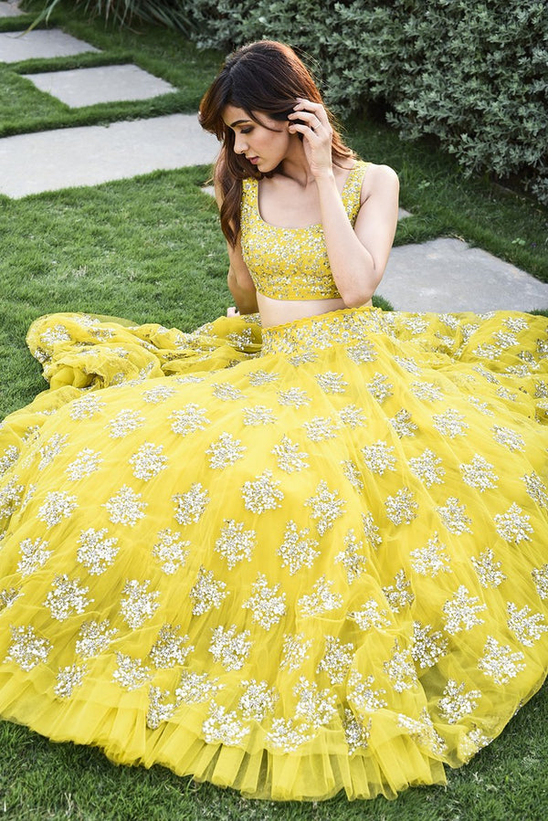 yellow lehenga for haldi ceremony