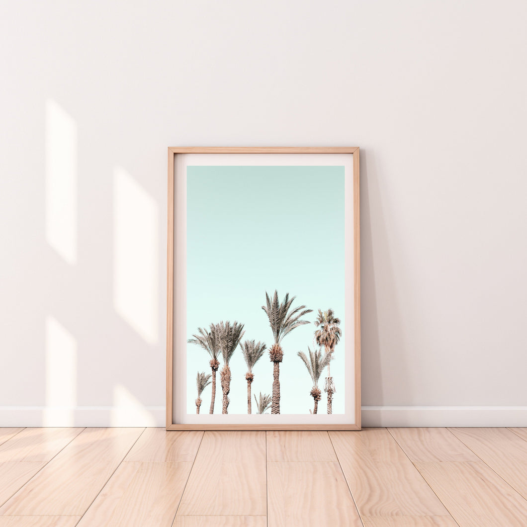 Palm trees print, printable wall art, Tel Aviv Israel landscape, bright colors - prints-actually