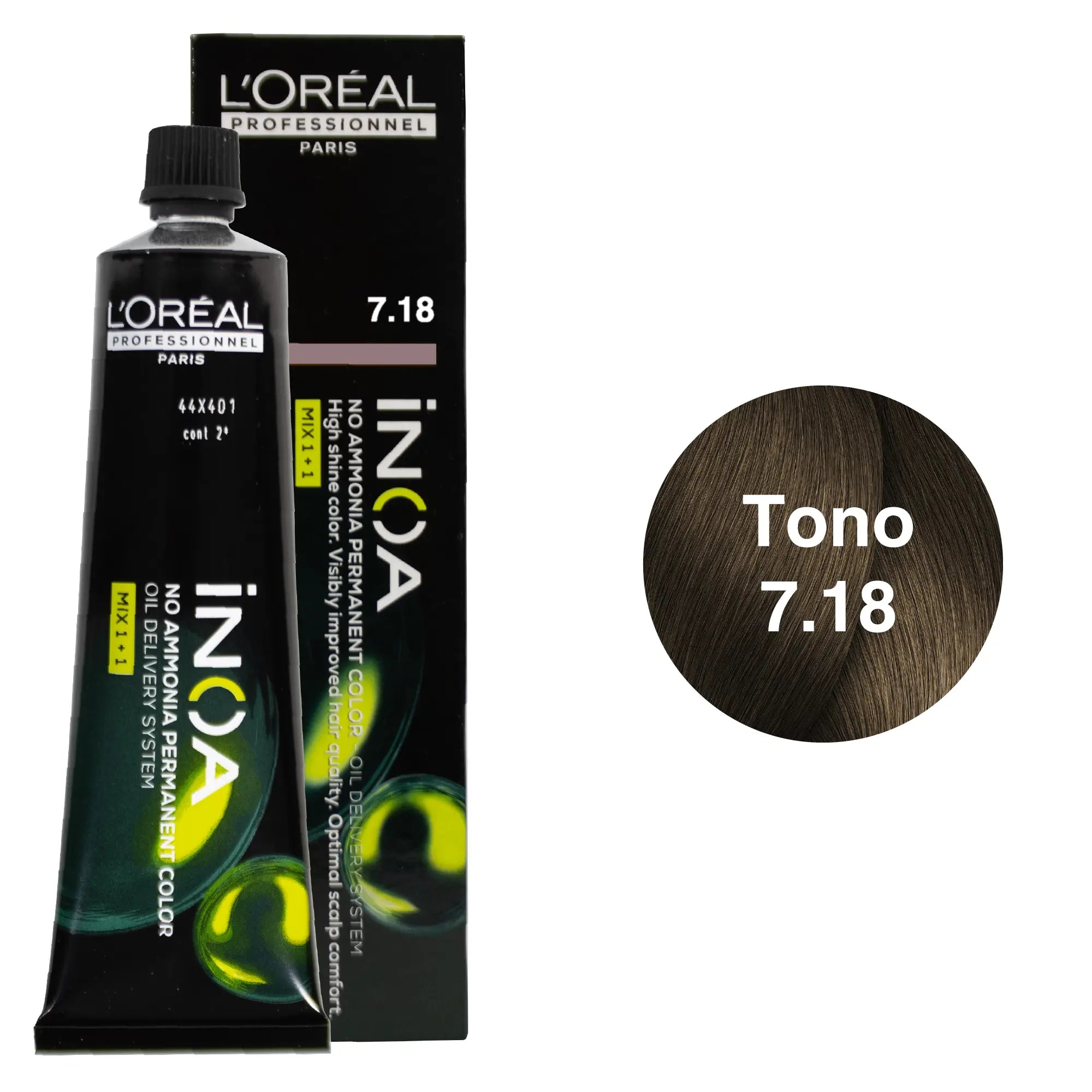 Tinte Inoa Tono 7.18 Rubio Cenizo Moka 60ml Loreal Profesional