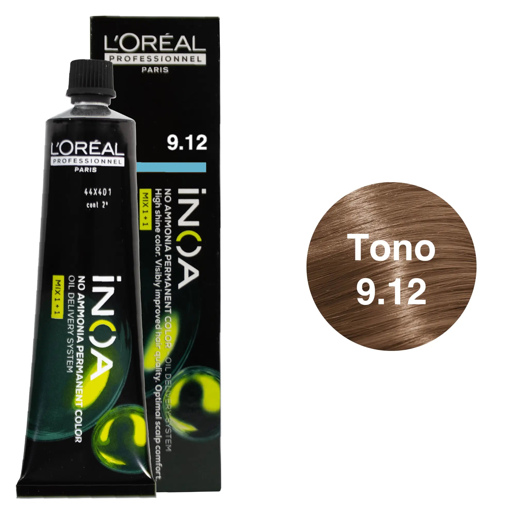 Tinte Inoa Tono 9.12 Rubio Muy Claro Cenizo Irisado 60ml Loreal Profesional