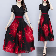 Load image into Gallery viewer, Floral dress short sleeves summer new long skirt
